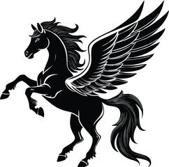 Running wild mustang horse animal silhouette vector illustration