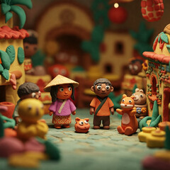 Obraz premium clay figure at the market