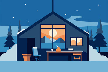 scandinavian office with hygge warmth and snow 