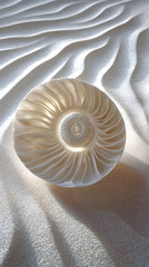Obraz premium Serenity in Spirals: Nature's Art in Shell and Sand