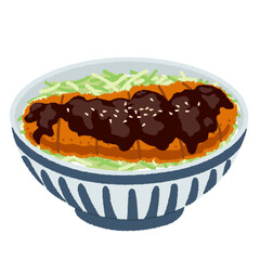 味噌カツ丼のイラスト