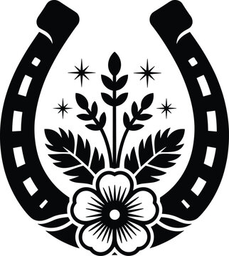 recommend clip art: Floral Horseshoe Silhouette, Horseshoe cutting file, Horseshoe with Beautiful Flower. Horseshoe with flowers hand drawn vector Illustration.