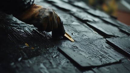 Hand in Glove Removing Old Roof Shingles