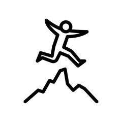 jump challenge outline icon. figure jumping line art illustration.