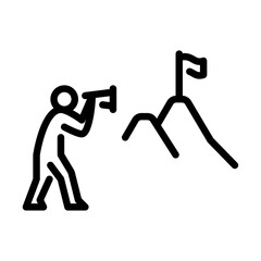 look at target outline icon. figure vision line art illustration.