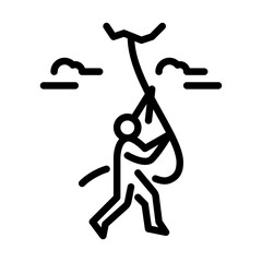 climbing up outline icon. figure climbing line art illustration.
