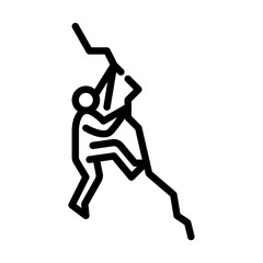 rock climbing outline icon. figure challenge line art illustration.