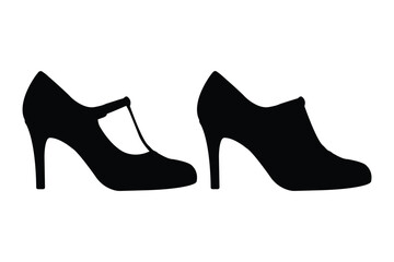 High heels icon set. Women's high heel shoes vector. Shoe high heel vector silhouette collection. Ladies heels vector illustration