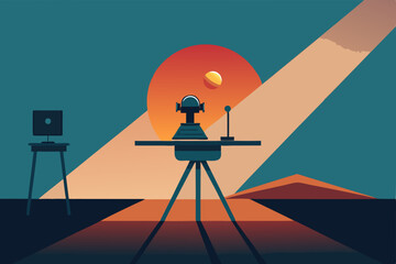 sun tracking desk setup with motorized rotation