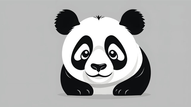 Cute Cartoon Panda Icon in Vector Style
