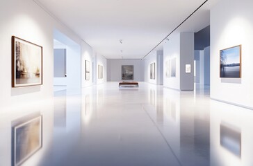 High-end 3D visualization of a premium art gallery interior