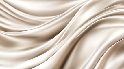 Elegant beige silk fabric with graceful drapery and soft, flowing waves