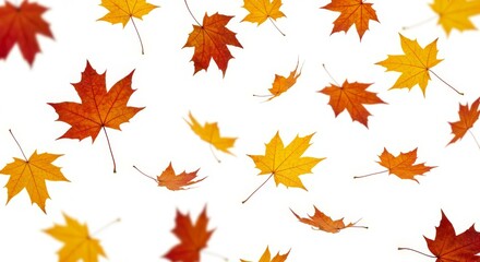 Fototapeta premium Falling Autumn Leaves Isolated on White Background