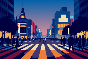 tokyo shibuya crossing at night  busy and glowing 