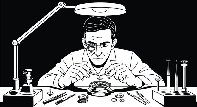 Watchmaker Assembling Tiny Components