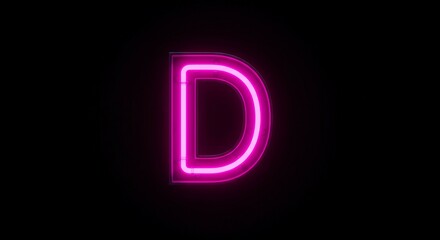 Glowing Pink Letter D Isolated on Black Background