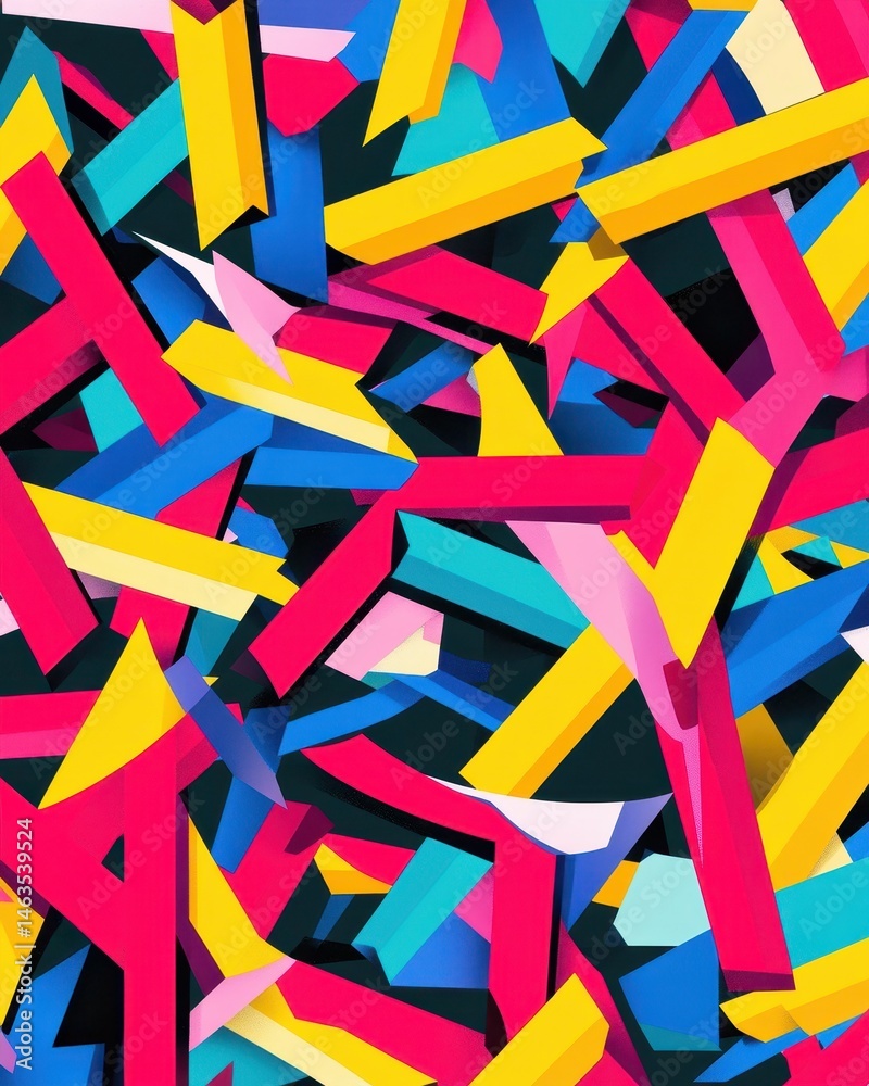 Aufkleber abstract geometric composition of colorful rectangles and triangles overhead shot studio shot
