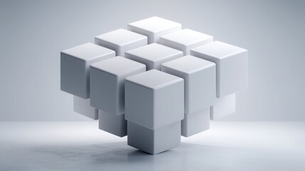 Obraz premium Three-dimensional cube icon illustrating the concept of quant-based passive income mode in financial logic systems
