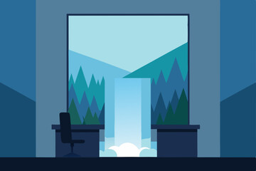 waterfall wall office with sound dampening 