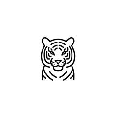 Minimalist Tiger Head - Line Art Icon for Design