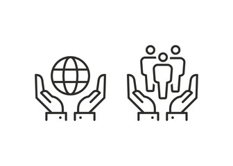 Obraz premium Global business thin line icons – Stock Illustration.