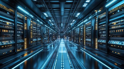 Obraz premium A fully automated block-based warehouse managed by robotic systems 