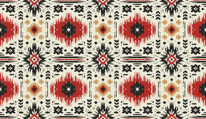 Ethnic abstract ikat art. Seamless pattern in tribal, folk embroidery, and Mexican style. Aztec geometric art ornament print.Design for carpet, wallpaper, clothing, wrapping, fabric, cover, textile