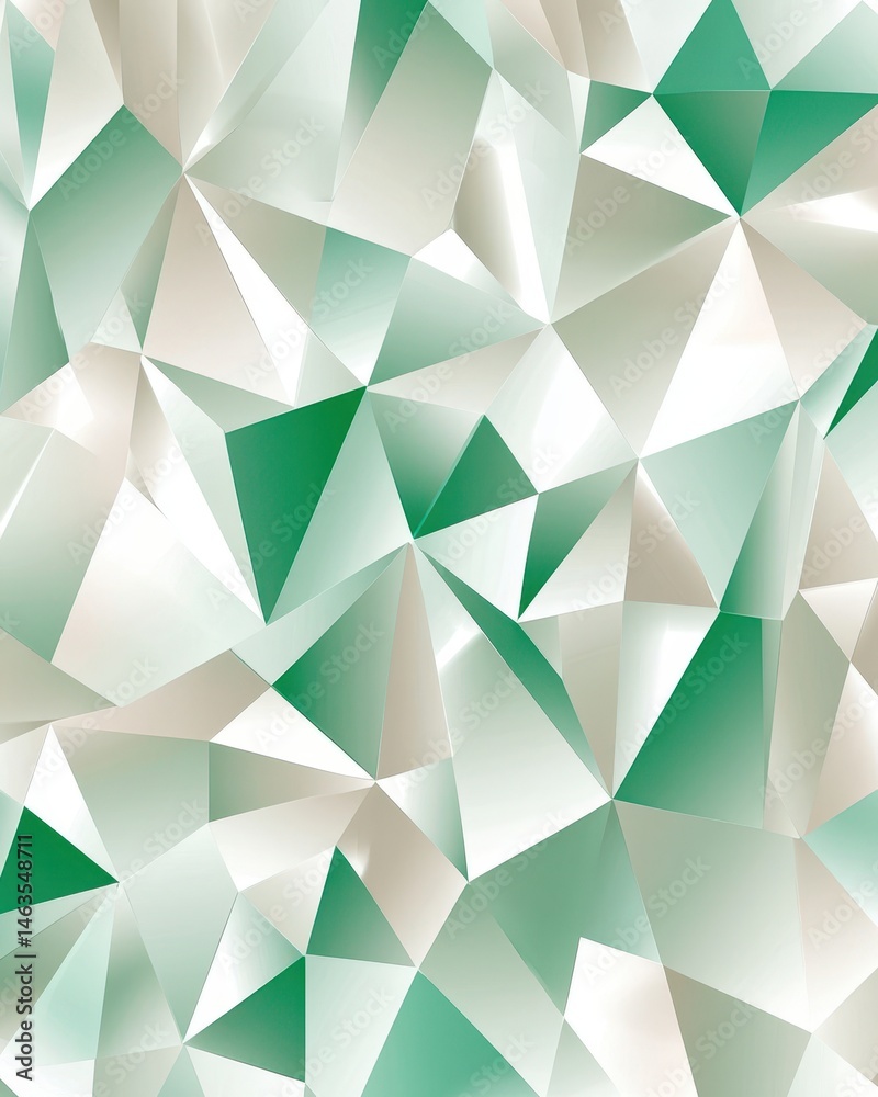 Aufkleber abstract low poly background with green and white triangles geometric design modern polygonal patter