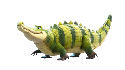 Fototapeta premium Cartoon crocodile, smiling, walking