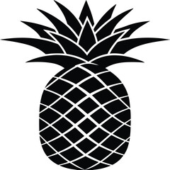 Obraz premium Black Silhouette of Pineapple Fruit with Geometric Pattern in Vector Graphic Style 