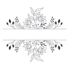 Floral Border Element in Hand Drawn Style. Vector Illustration.