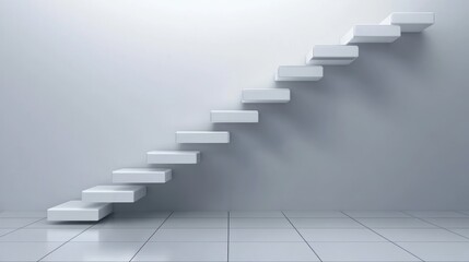 Minimalist white steps growth progress success 3 d illustration