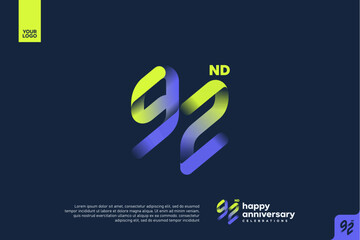 Modern 92nd Anniversary Celebration with Gradient Number and Minimalist Design for Corporate or Startup Branding