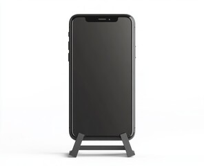 Black Smartphone Mockup On White Stand