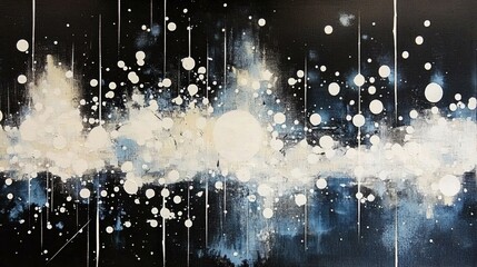 Abstract Circle Painting with Varied Colors on Black Background, Chaotic Pattern of Circles with Colorful Splashes
