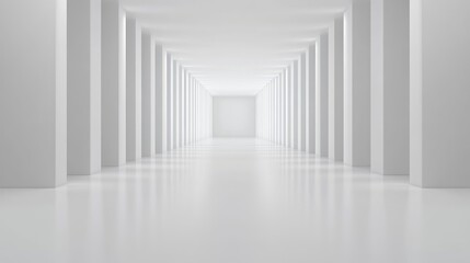 White corridor columns minimalist architecture background design