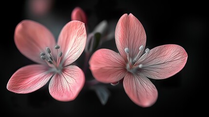 pink flower on black