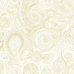 Delicate Cream And White Paisley Pattern Background