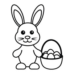 Obraz premium cute easter bunny coloring page with egg baskets