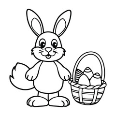 cute easter bunny coloring page with egg baskets