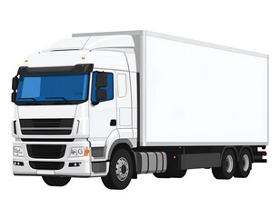 Modern White Box Truck Isolated on White Background