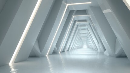 Obraz premium Futuristic interior hallway perspective