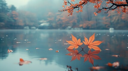 autumn landscape in the morning