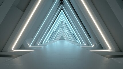 Obraz premium Futuristic triangle corridor interior