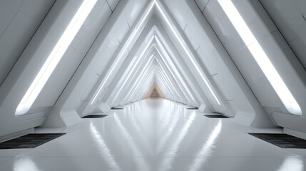 Obraz premium Futuristic triangular hallway interior