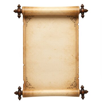 Antique parchment scroll illustration on white background
