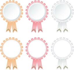 Ribbon Decoration Rosetta Medal Set Decoration Medal of Honor Pastel Orange Red White / リボンの装飾 ロゼッタ メダル セット 装飾 勲章 名誉 パステル オレンジ 赤 白