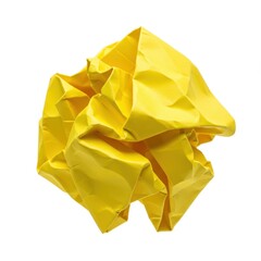Crumpled yellow paper ball isolated on white background