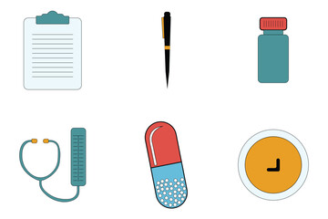Medical Essentials Icon Set Vector Illustration.