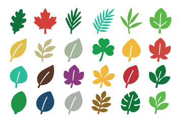 Colorful Leaf Icon Set Nature Botanical Design Elements
